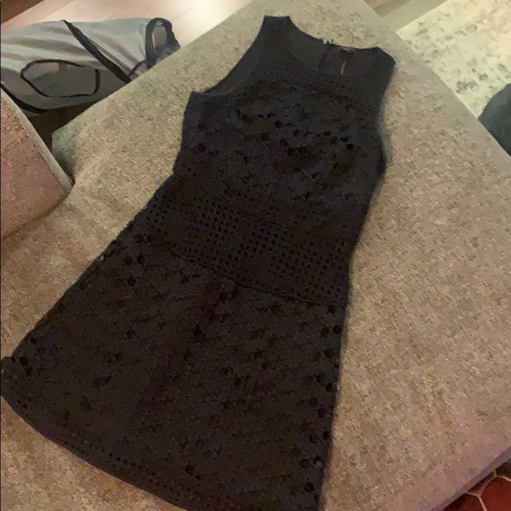 Detailed navy dress.